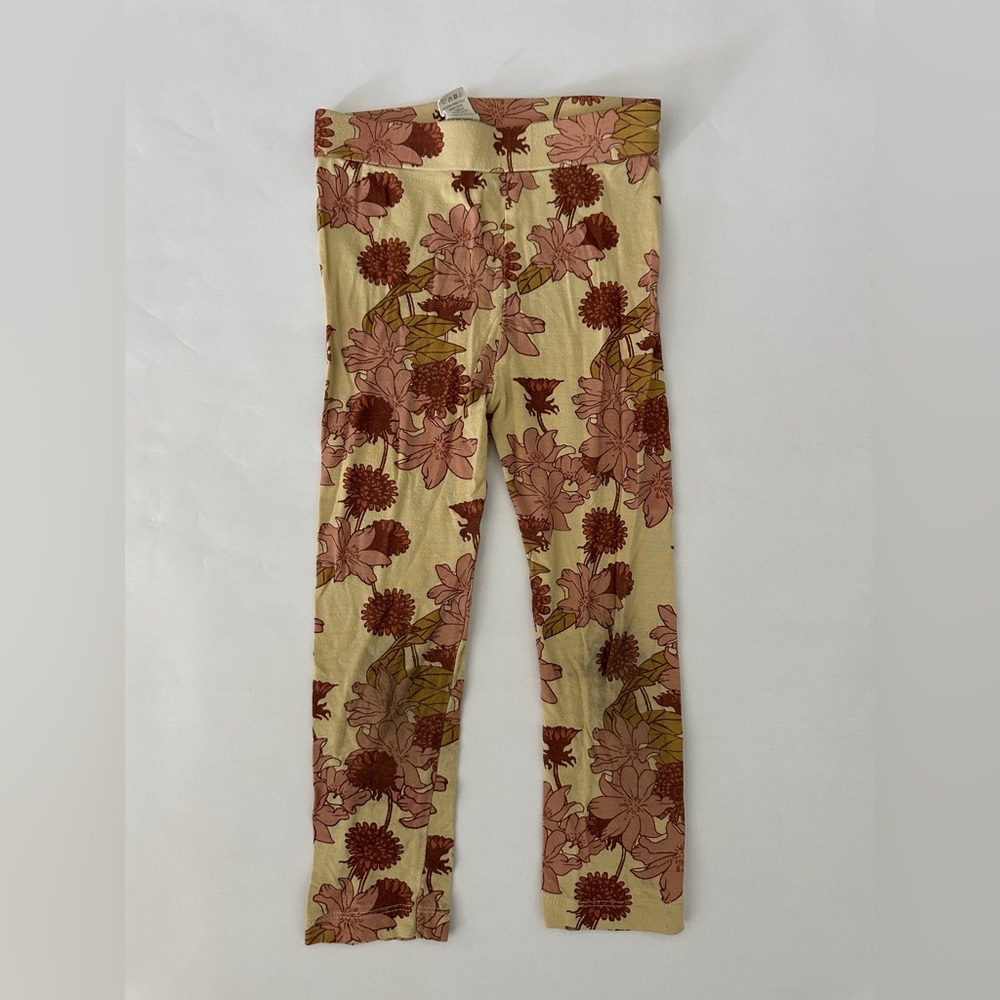 Kate Quinn Floral Kids Leggings - Cream and Brown
